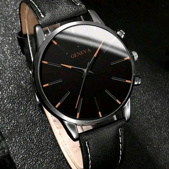 Men's Quartz Watch Suit: Classic Faux Leather Strap, Round Dial, Durability - Picture 1 of 2